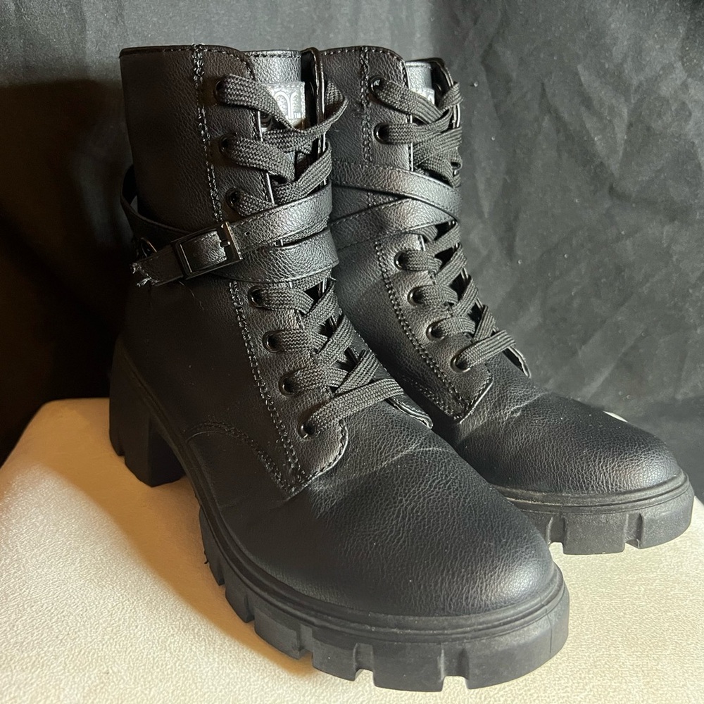 Sugar Black Combat Lace-Up Boots